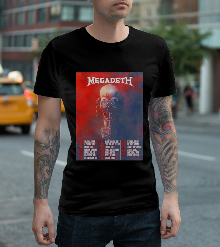 Megadeth 2026 Farewell Tour Europe Dates And Venues T-Shirt
