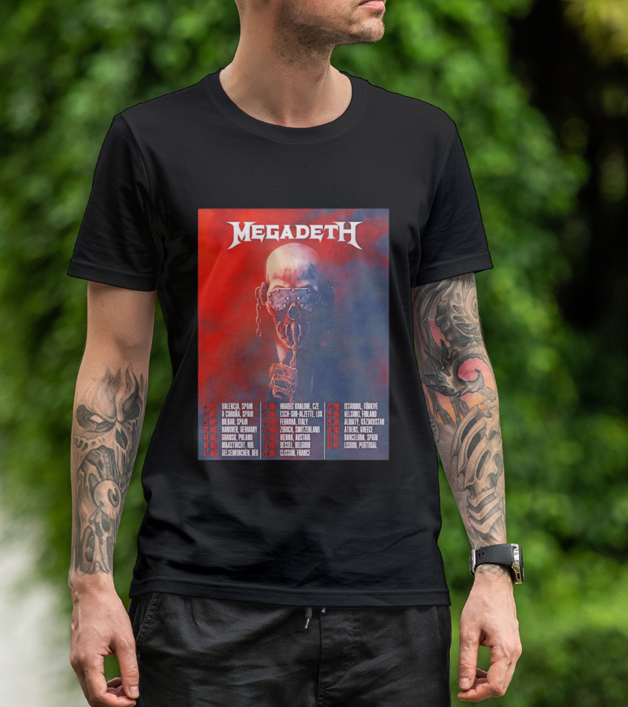 Megadeth 2026 Farewell Tour Europe Dates And Venues T-Shirt