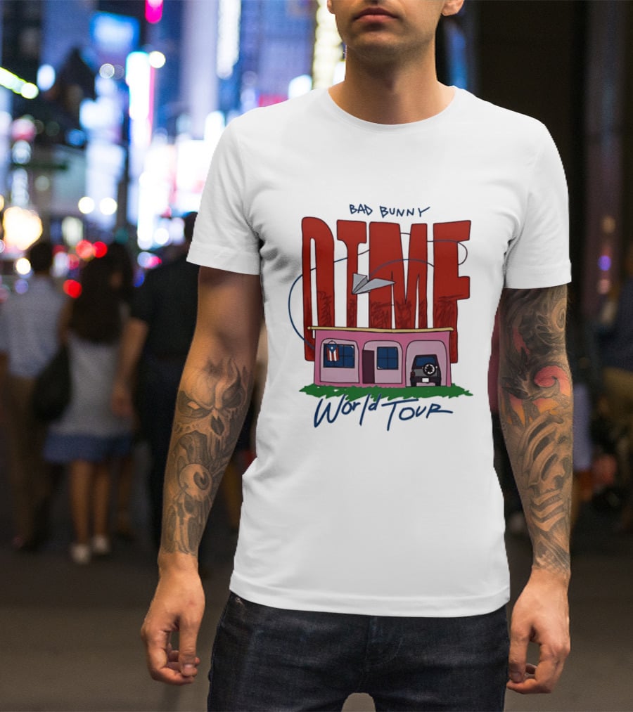 Bad Bunny Dtmf World Tour 2026 Paper Airplane Pink House Jeep T-Shirt