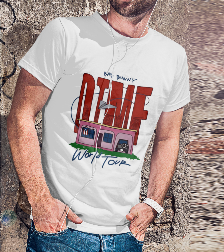 Bad Bunny Dtmf World Tour 2026 Paper Airplane Pink House Jeep T-Shirt