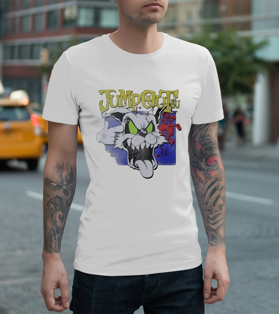 Jumpouteu Pop Culture Cat Creature Teeth Tongue Glove Eyes T-Shirt