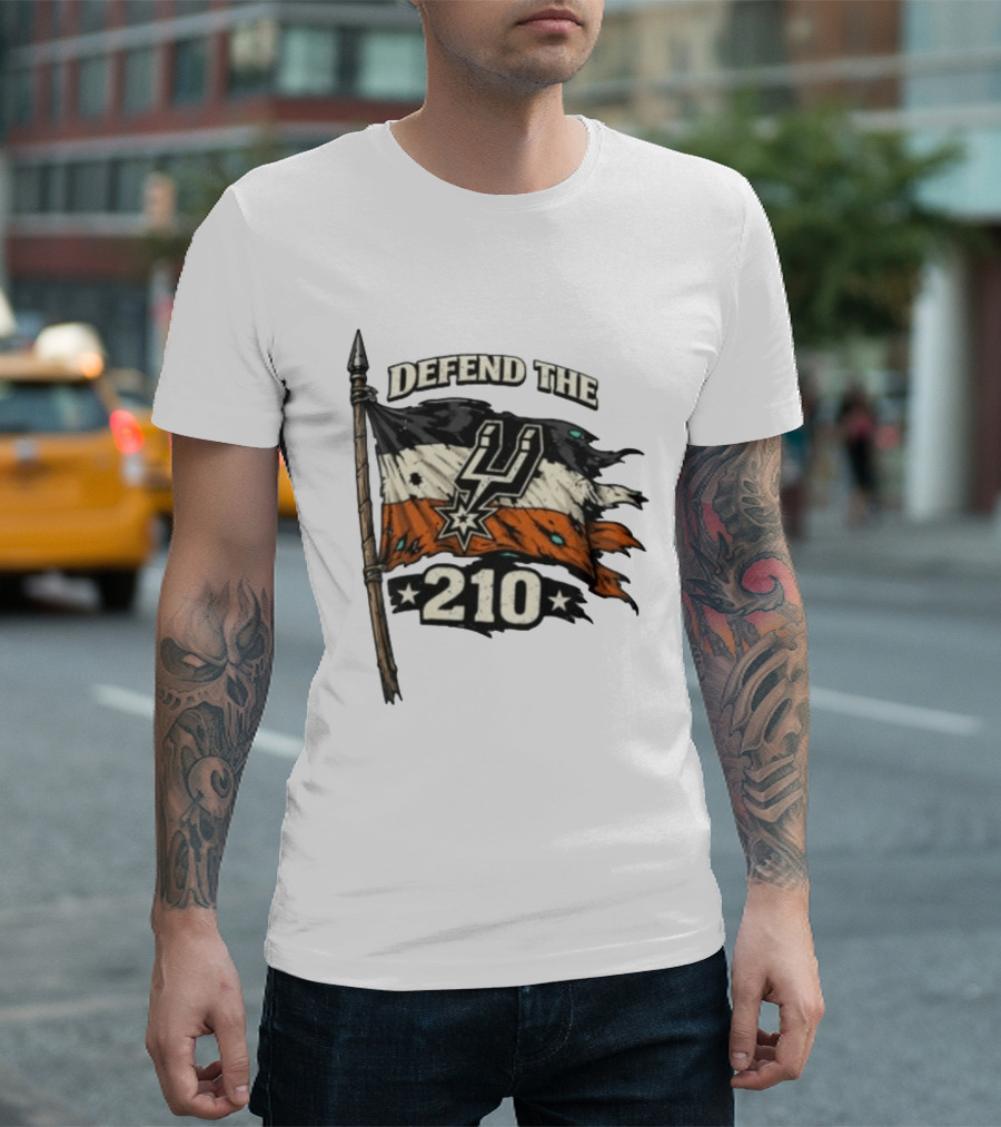 Defend The 210 Spurs Basketball Flag Banner T-Shirt