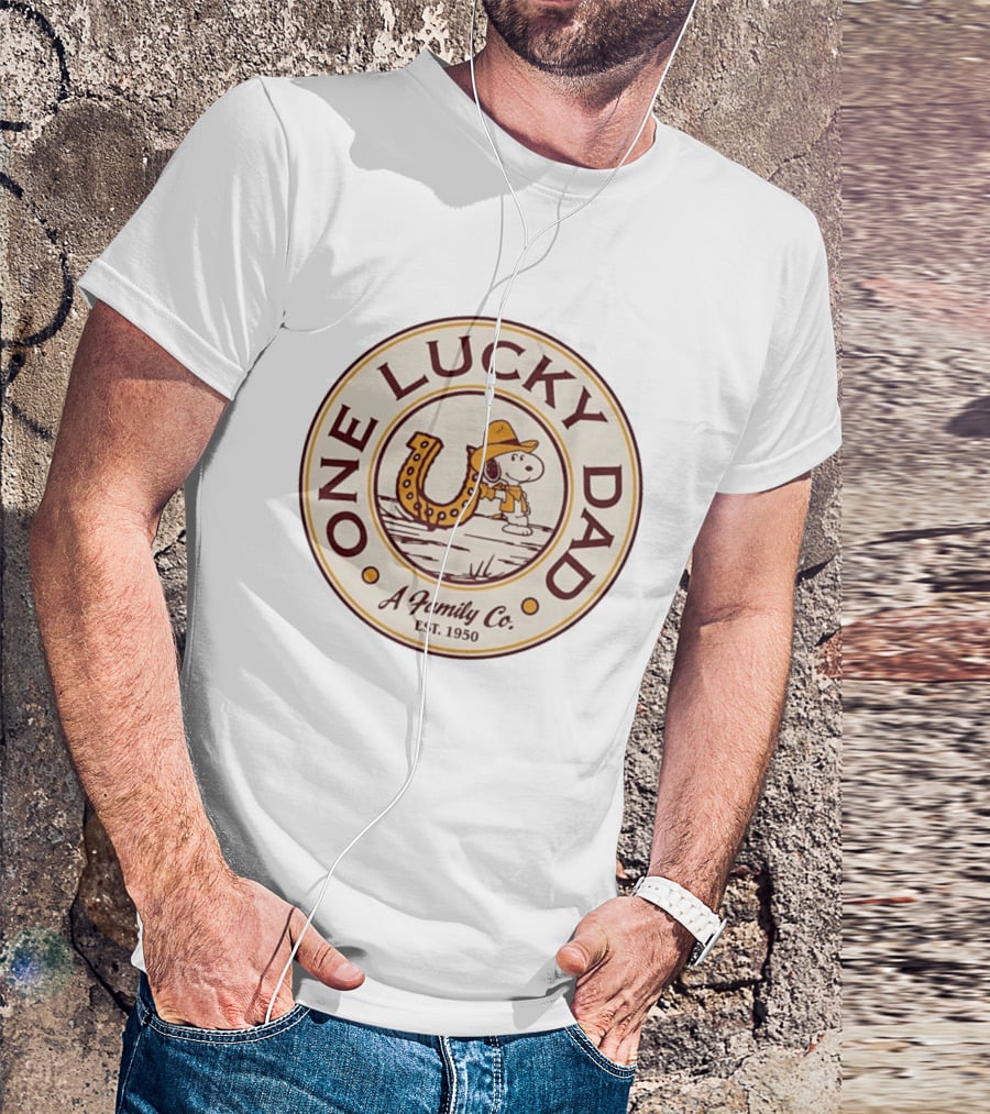 Snoopy One Lucky Dad A Family Co Est 1950 T-Shirt