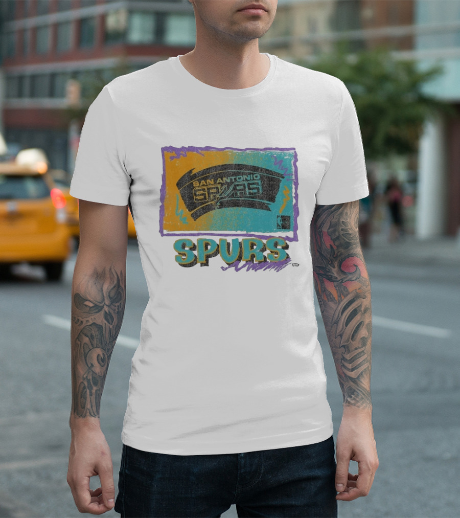 San Antonio Spurs White Surf Foundation Retro Colorful NBA T-Shirt