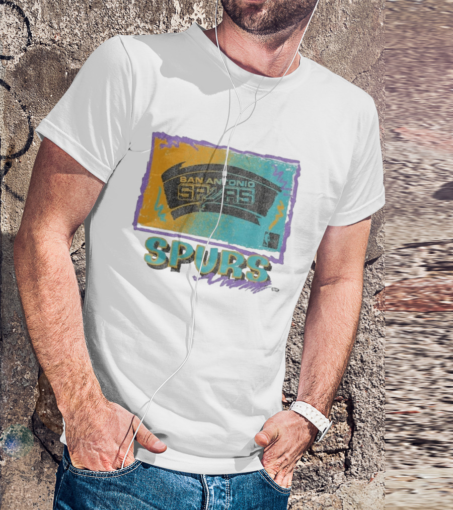 San Antonio Spurs White Surf Foundation Retro Colorful NBA T-Shirt
