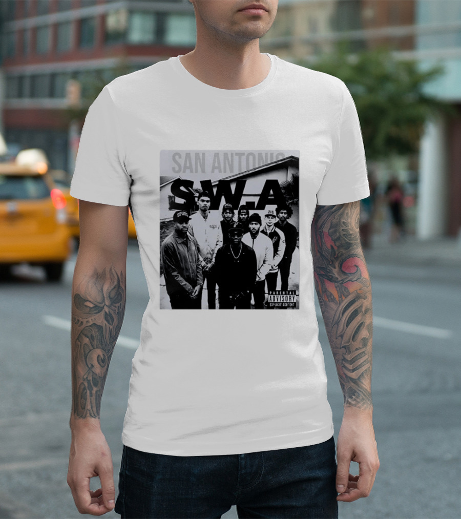 San Antonio Swa Paradvisory Explicit Content 210 Spurs Black And White Group T-Shirt