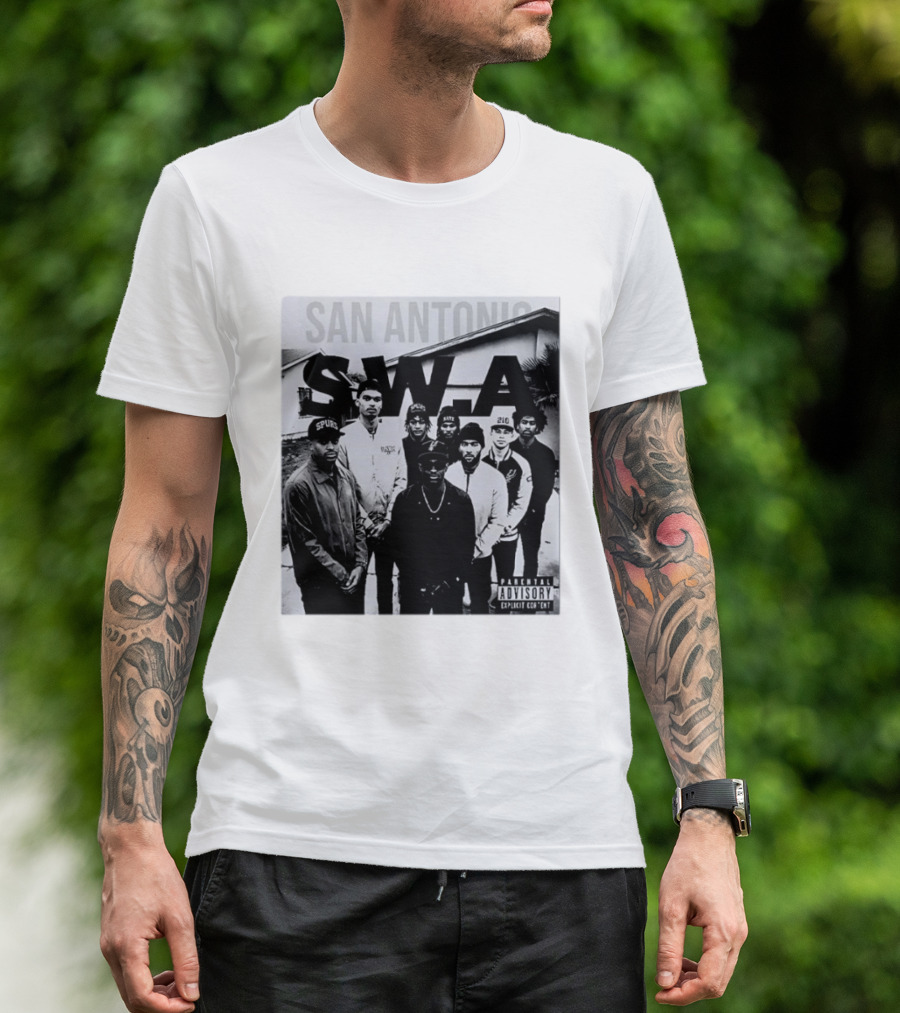 San Antonio Swa Paradvisory Explicit Content 210 Spurs Black And White Group T-Shirt