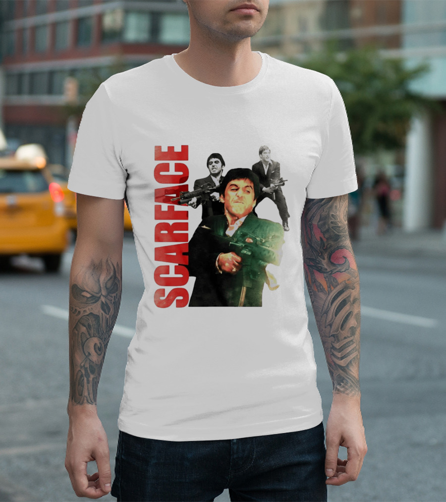 Scarface Tony Montana Al Pacino 1983 Miami Iconic Movie Moment T-Shirt