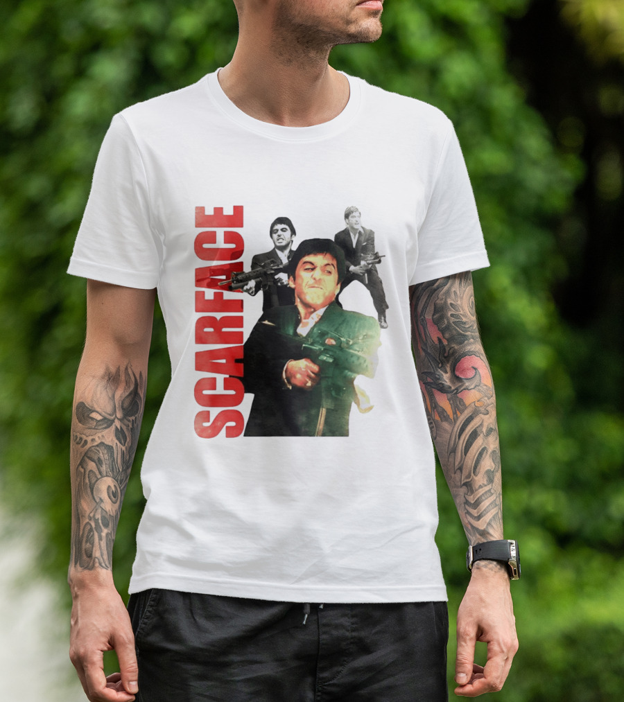 Scarface Tony Montana Al Pacino 1983 Miami Iconic Movie Moment T-Shirt