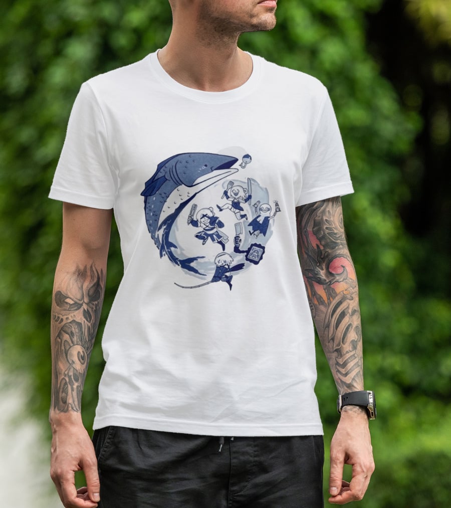 NieR Automata 2B Fishing Cooking Game Characters Wave T-Shirt