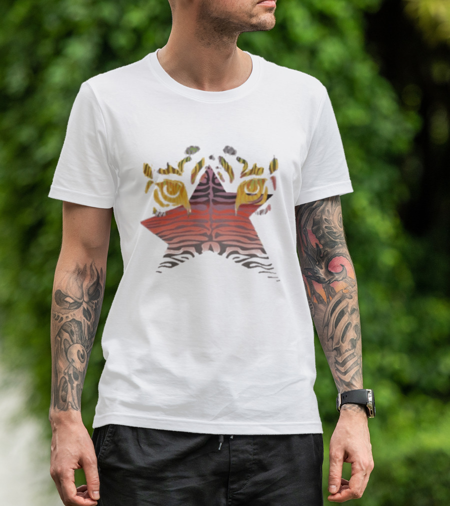 Bodega Beautiful Animal Star Stripes And Flames T-Shirt