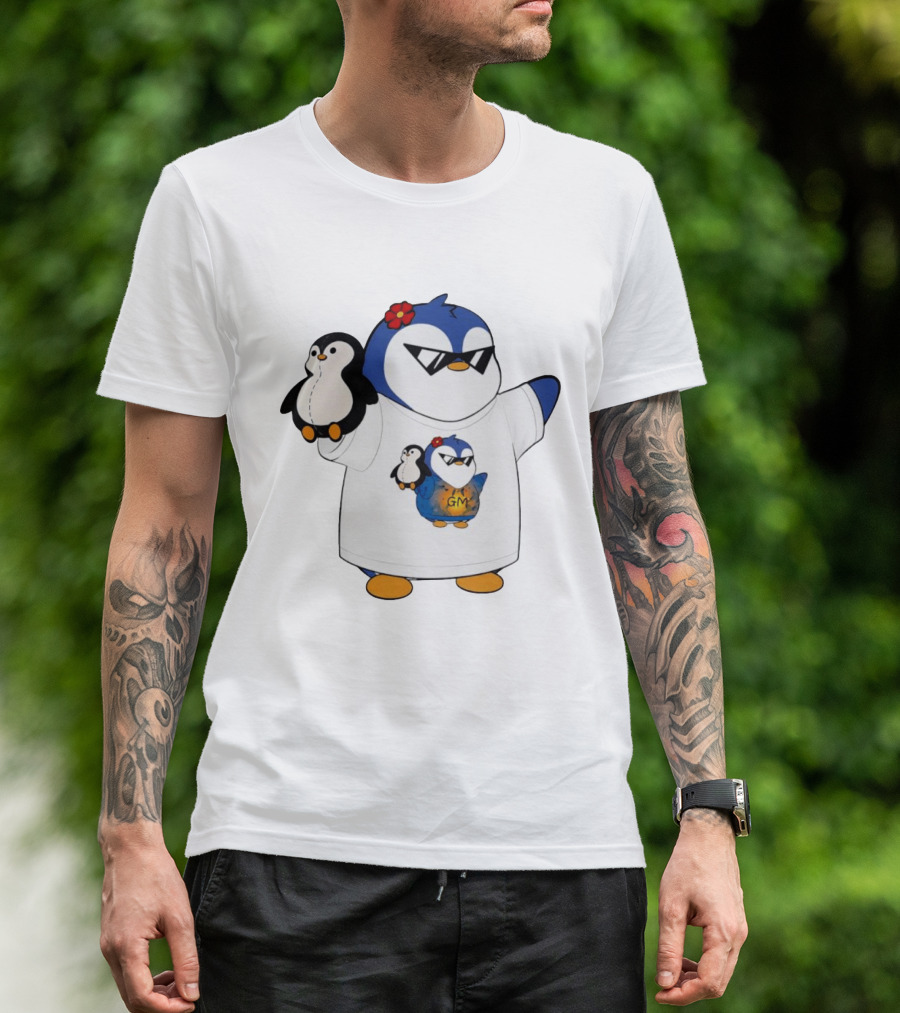 GM Penguin Sunglasses Flower Holding Plush Smaller GM Penguin T-Shirt