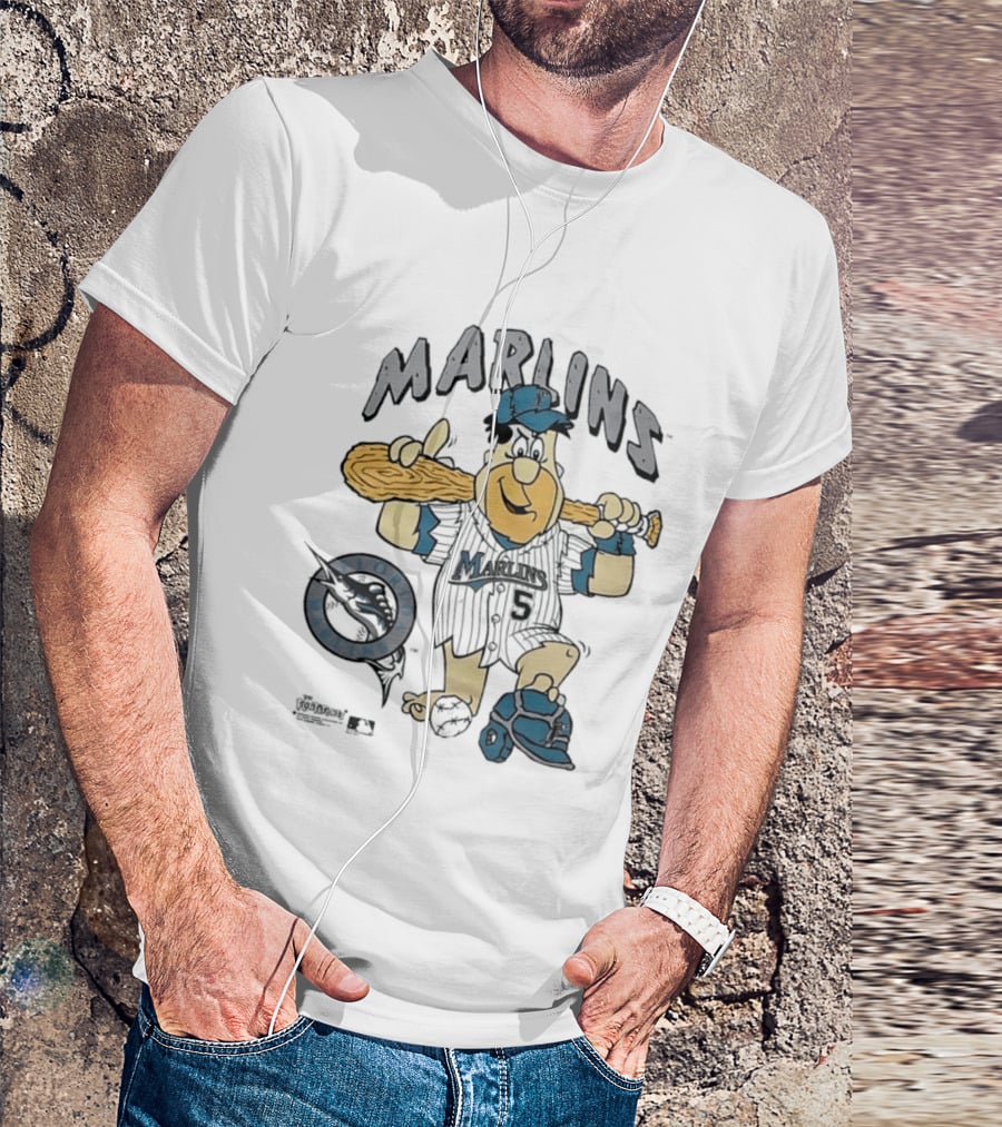 Miami Marlins Fred Flintstone Baseball 1994 T-Shirt