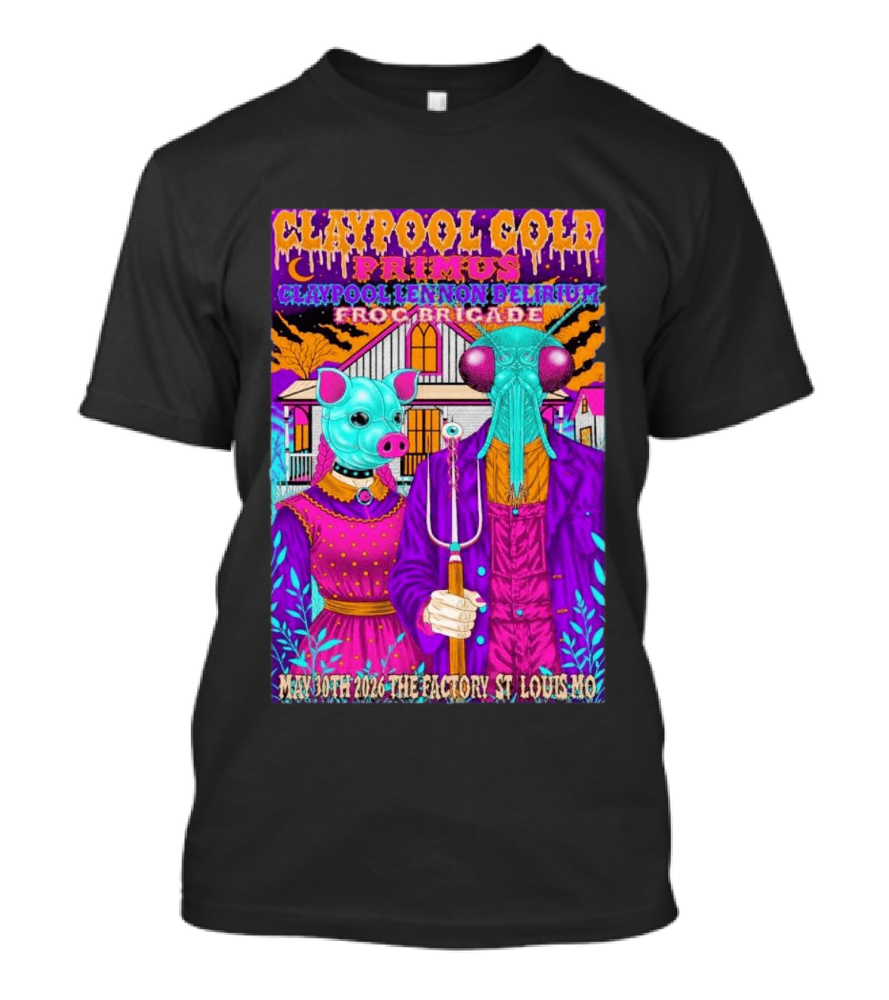 Claypool Gold Primus Lennon Delirium Frog Brigade Concert May 30th 2026 St Louis Mo T-Shirt