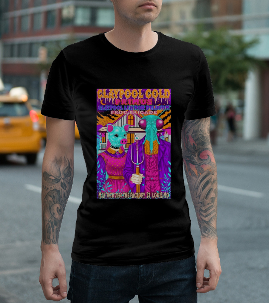 Claypool Gold Primus Lennon Delirium Frog Brigade Concert May 30th 2026 St Louis Mo T-Shirt