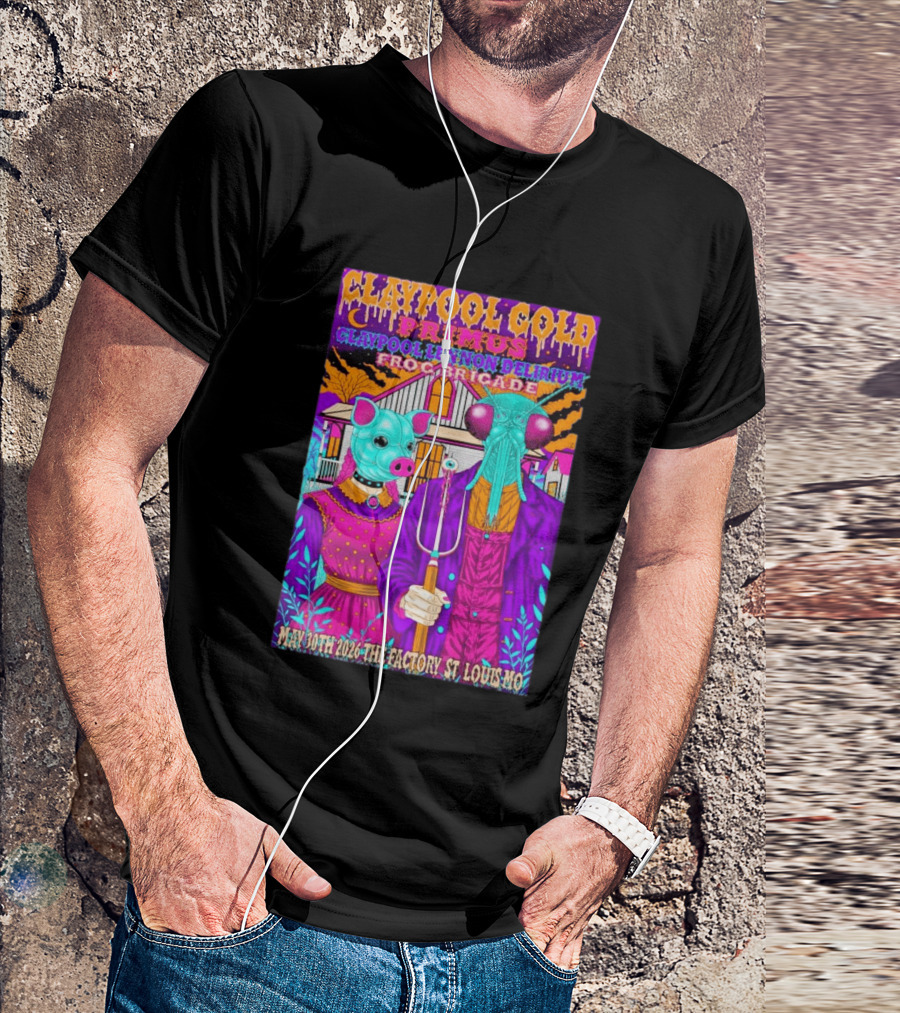 Claypool Gold Primus Lennon Delirium Frog Brigade Concert May 30th 2026 St Louis Mo T-Shirt