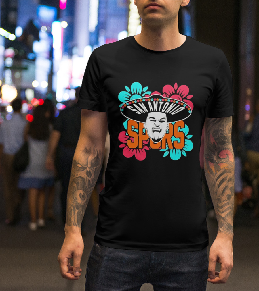 San Antonio Spurs Dejounte Murray Floral Sombrero T-Shirt