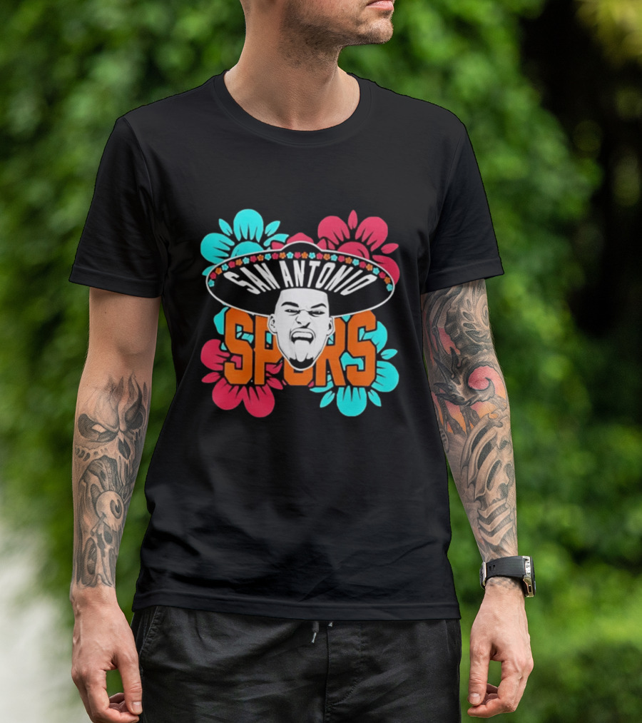 San Antonio Spurs Dejounte Murray Floral Sombrero T-Shirt