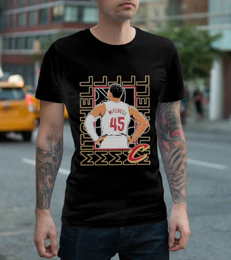 Cleveland Cavaliers Mitchell 45 Basketball Star Pose T-Shirt