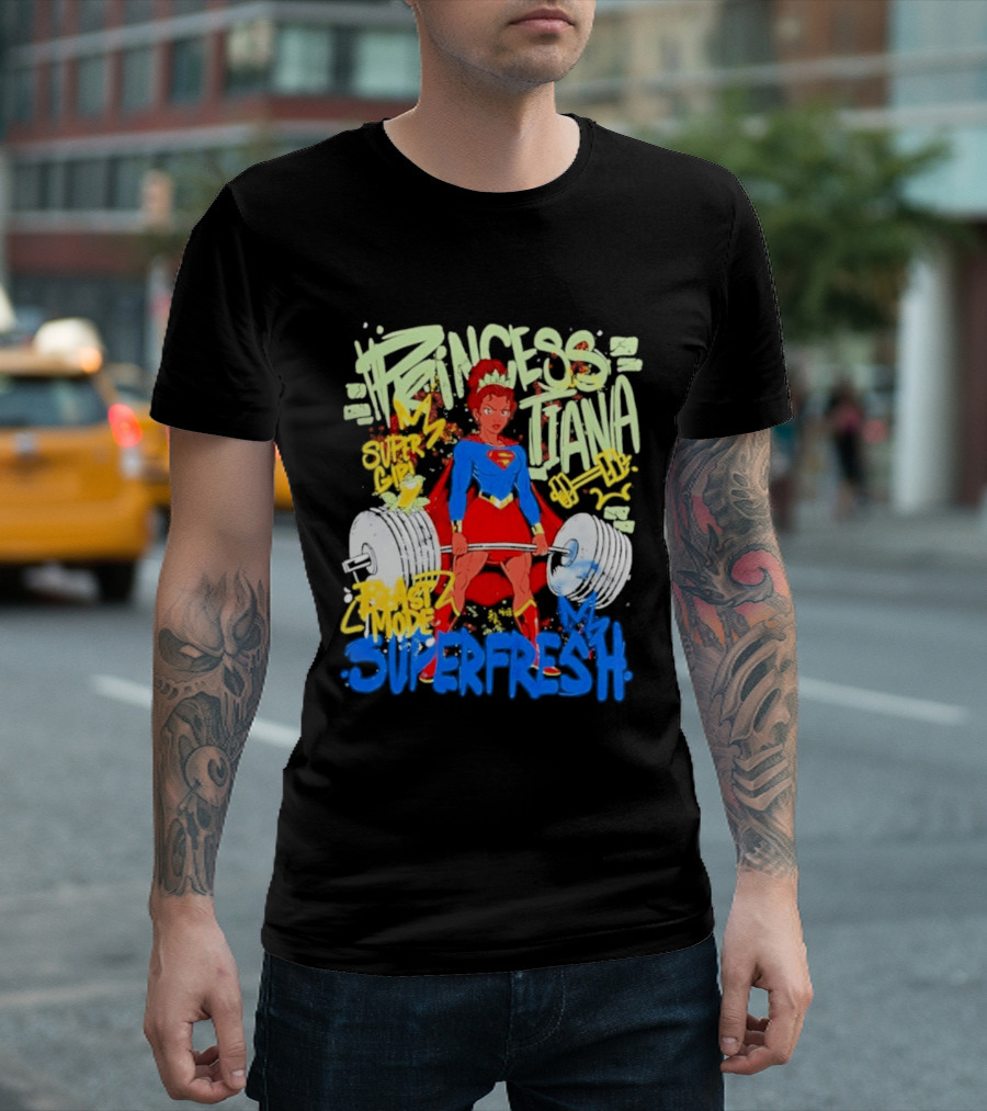 Princess Tiana Supergirl Beast Mode Superfresh Strength Powerlifting T-Shirt