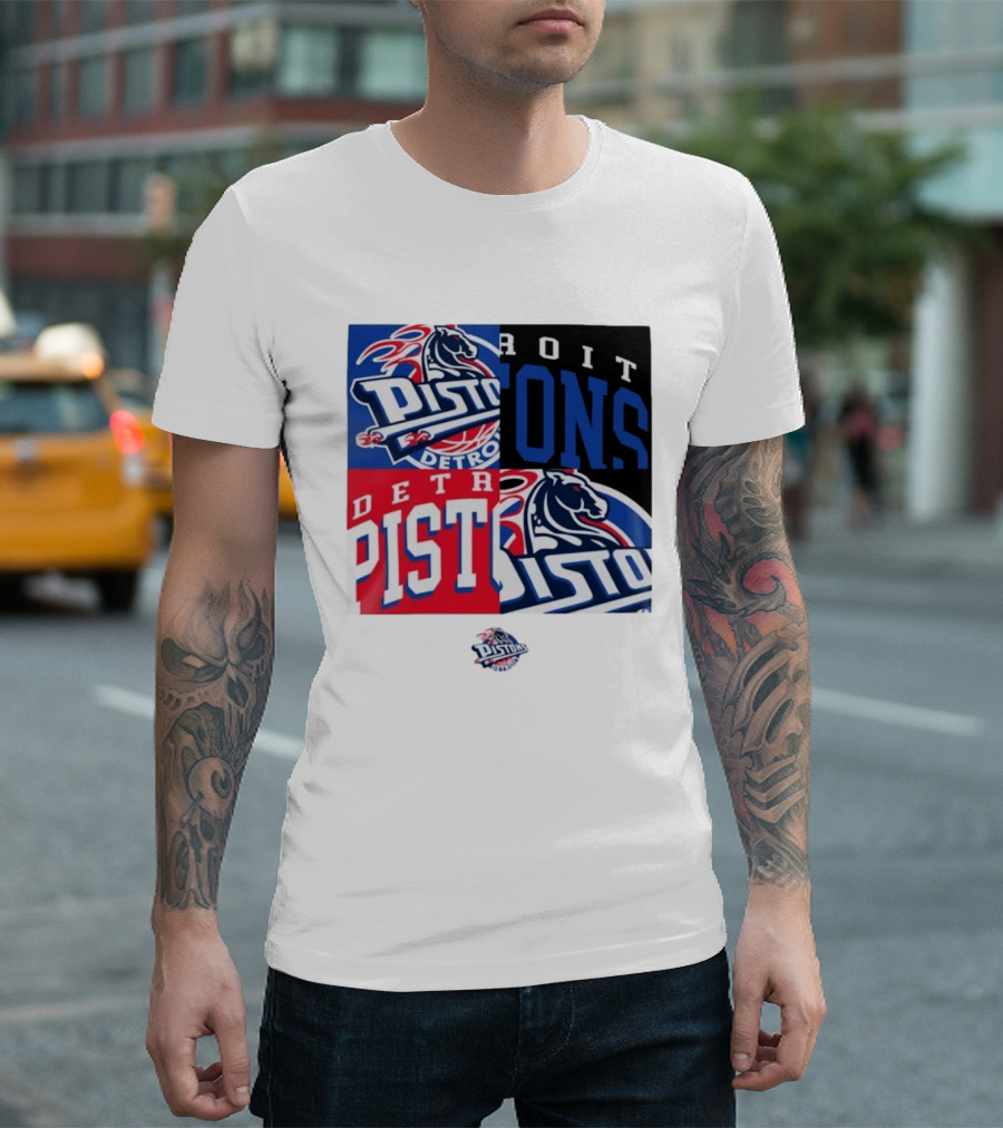 Detroit Pistons New Era Block PISTONS DETROIT Basketball T-Shirt