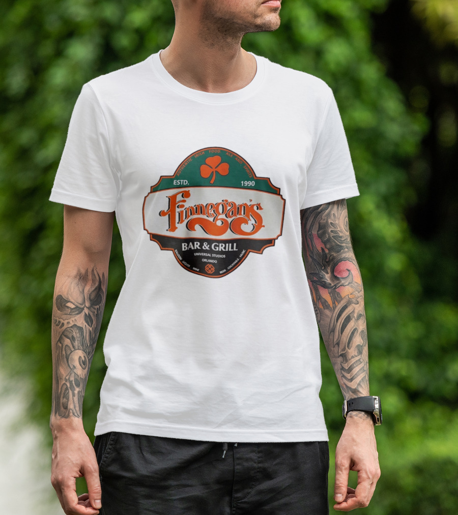 Finnegan's Bar & Grill Authentic Irish Food Ale Spirits Universal Studios Orlando Estd 1990 T-Shirt