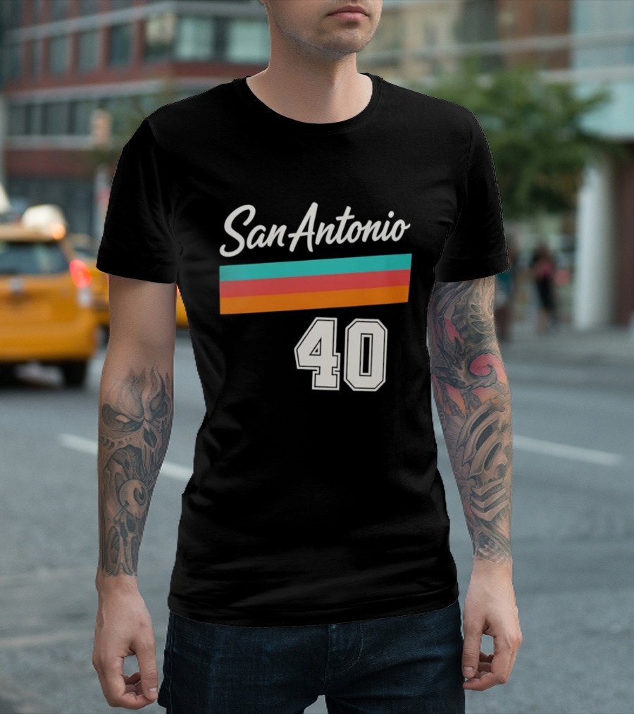 San Antonio Spurs NBA San Antonio 40 Retro Stripes T-Shirt