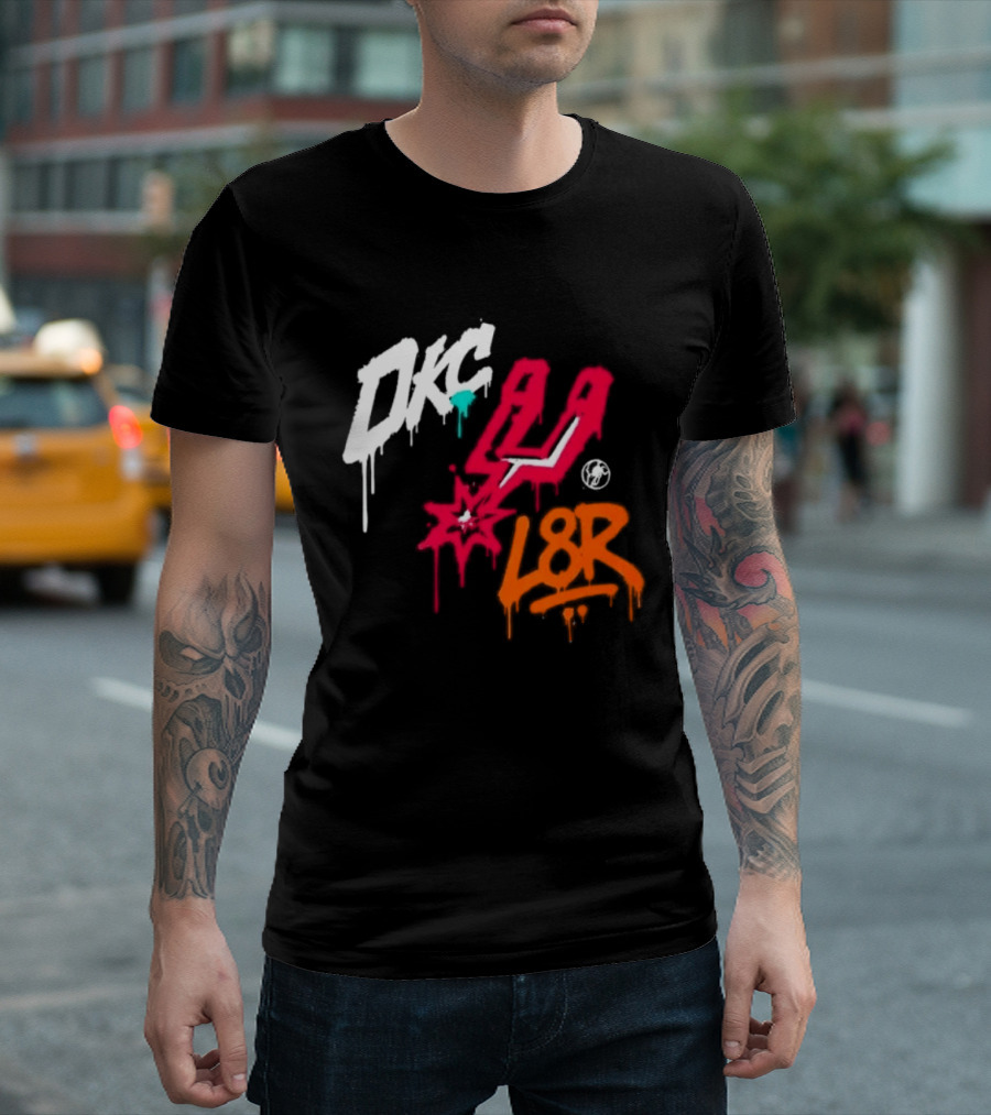 OKC Spurs U L8R Basketball Graffiti T-Shirt