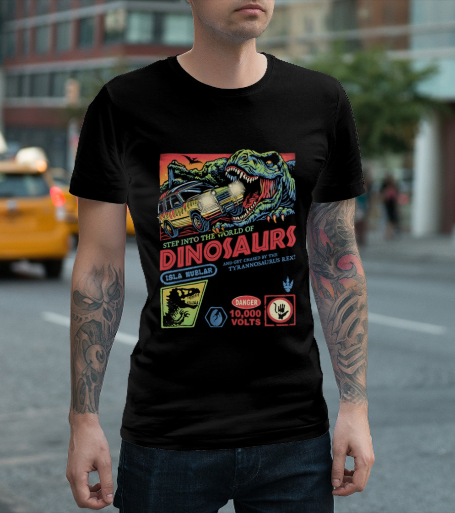 Step Into The World Of Dinosaurs Jala Muzlar T. Anadromerus Rex Danger 10,000 Volts T-Shirt