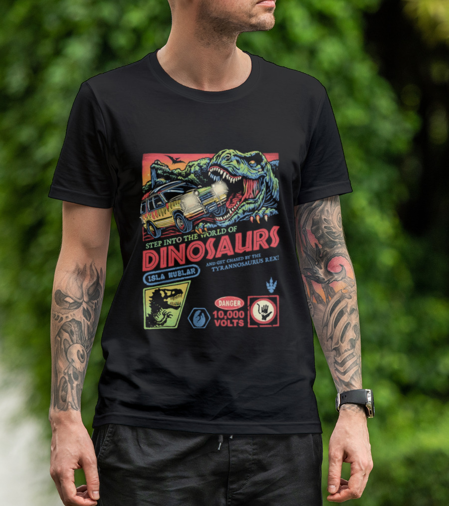 Step Into The World Of Dinosaurs Jala Muzlar T. Anadromerus Rex Danger 10,000 Volts T-Shirt
