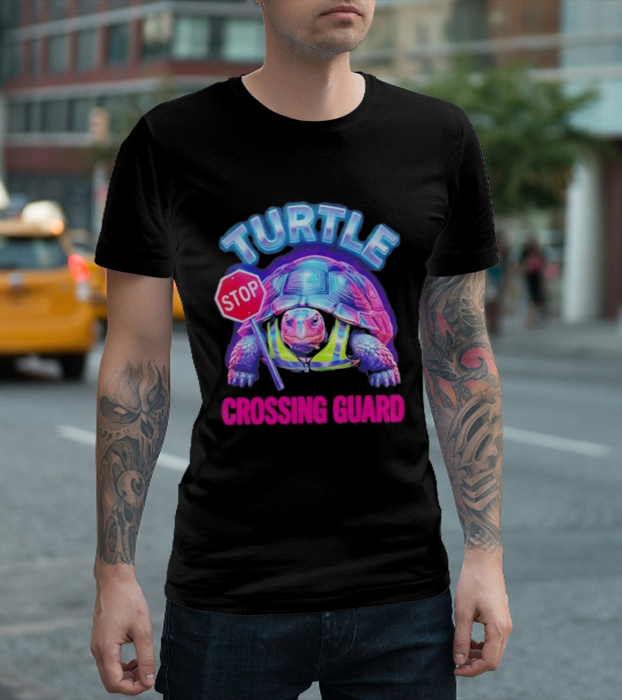 Turtle Stop Crossing Guard Neon Vibe T-Shirt