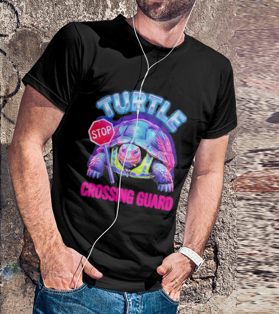 Turtle Stop Crossing Guard Neon Vibe T-Shirt