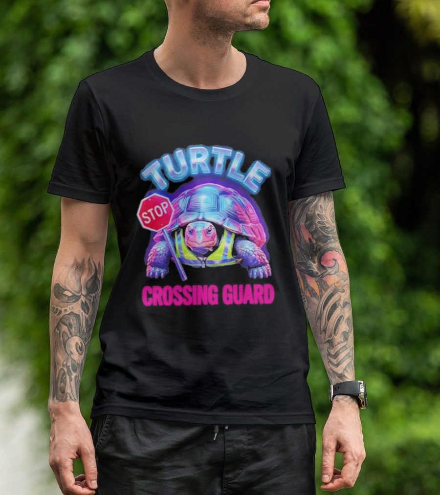 Turtle Stop Crossing Guard Neon Vibe T-Shirt