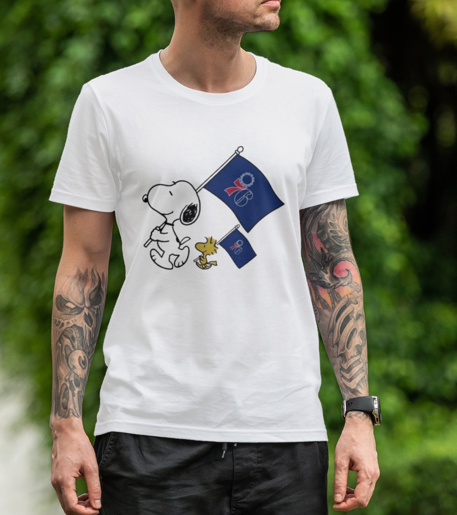 NBA Philadelphia 76ers Snoopy Woodstock Flag Peanuts Basketball T-Shirt