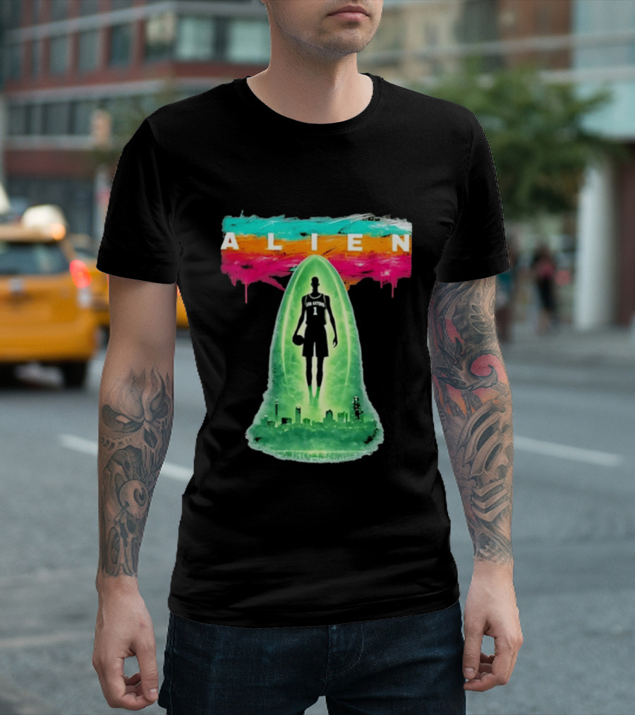 Victor Wembanyama Alien San Antonio Spurs NBA Skyline T-Shirt