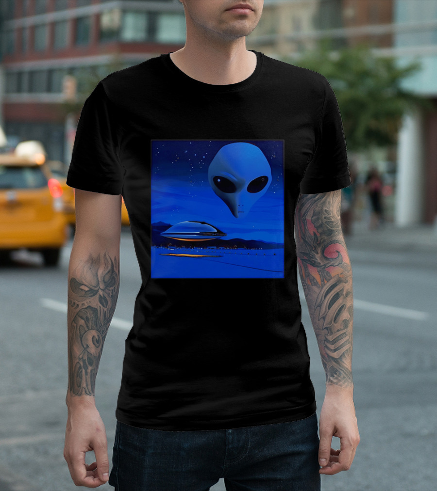 Aline UFO Portrait Night Sky Scene T-Shirt