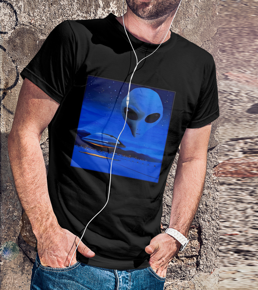 Aline UFO Portrait Night Sky Scene T-Shirt