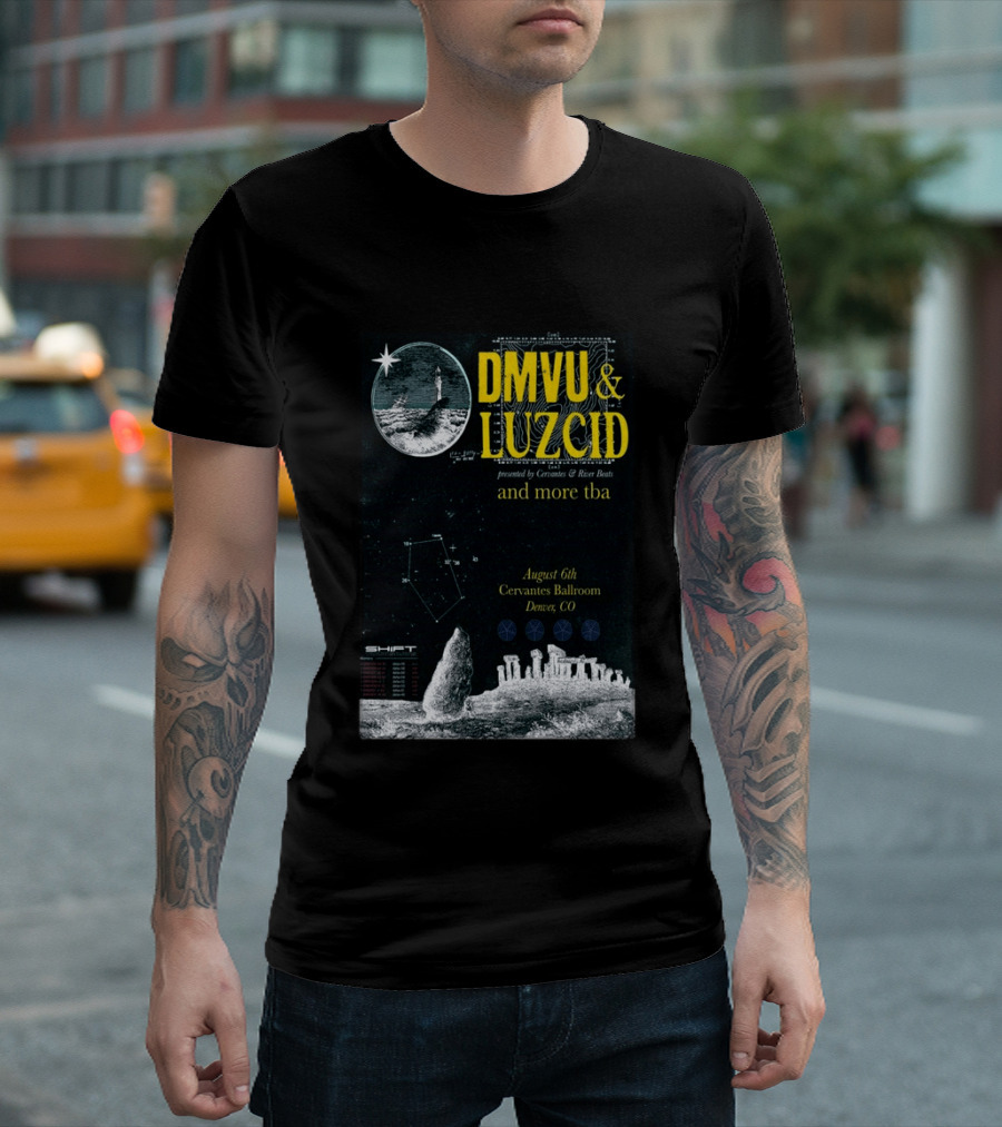 DMVU LUZCID August 6th Cervantes Ballroom Denver CO Lunar Lighthouse Constellation T-Shirt