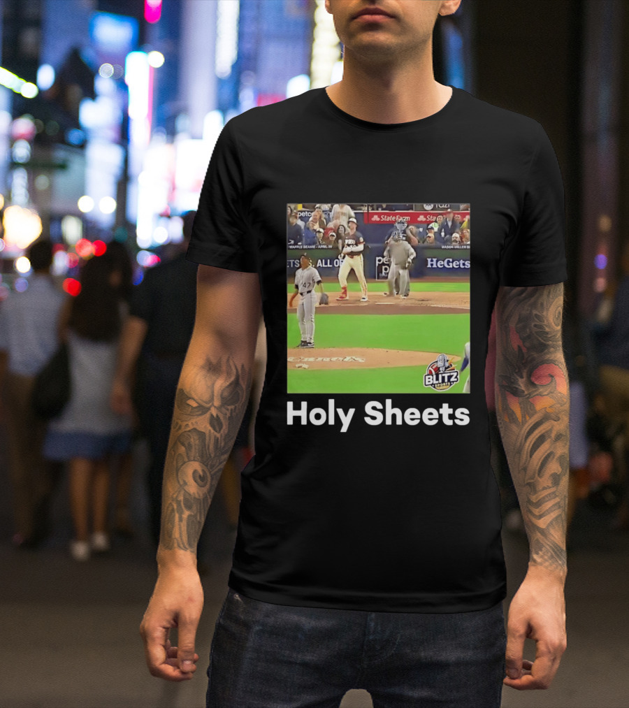 Mason Miller Holy Sheets Blitz Sports MLB HeGets State Farm Waffle Beanie T-Shirt