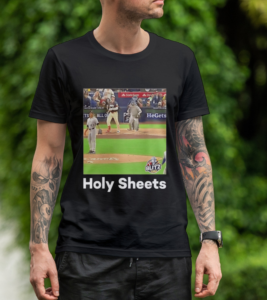 Mason Miller Holy Sheets Blitz Sports MLB HeGets State Farm Waffle Beanie T-Shirt