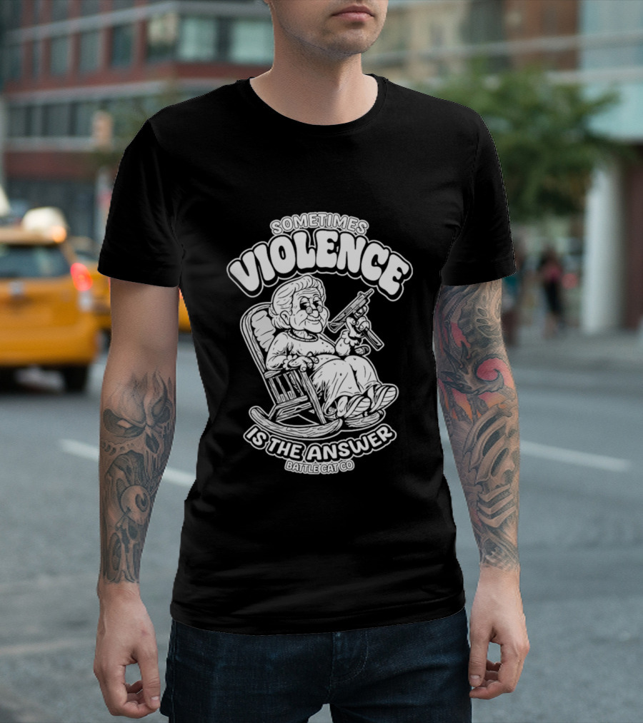 Grandma Sometimes Violence Is The Answer Retro Funny Guns T-Shirt