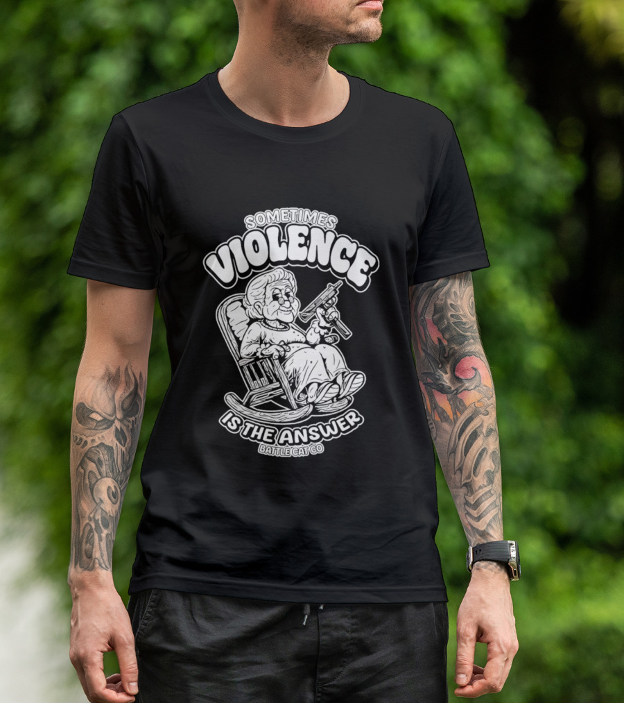Grandma Sometimes Violence Is The Answer Retro Funny Guns T-Shirt