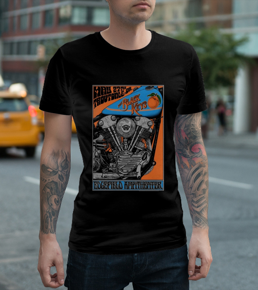 May 27 Troutdale OR The Black Keys Motorcycle Edgefield Amphitheater T-Shirt