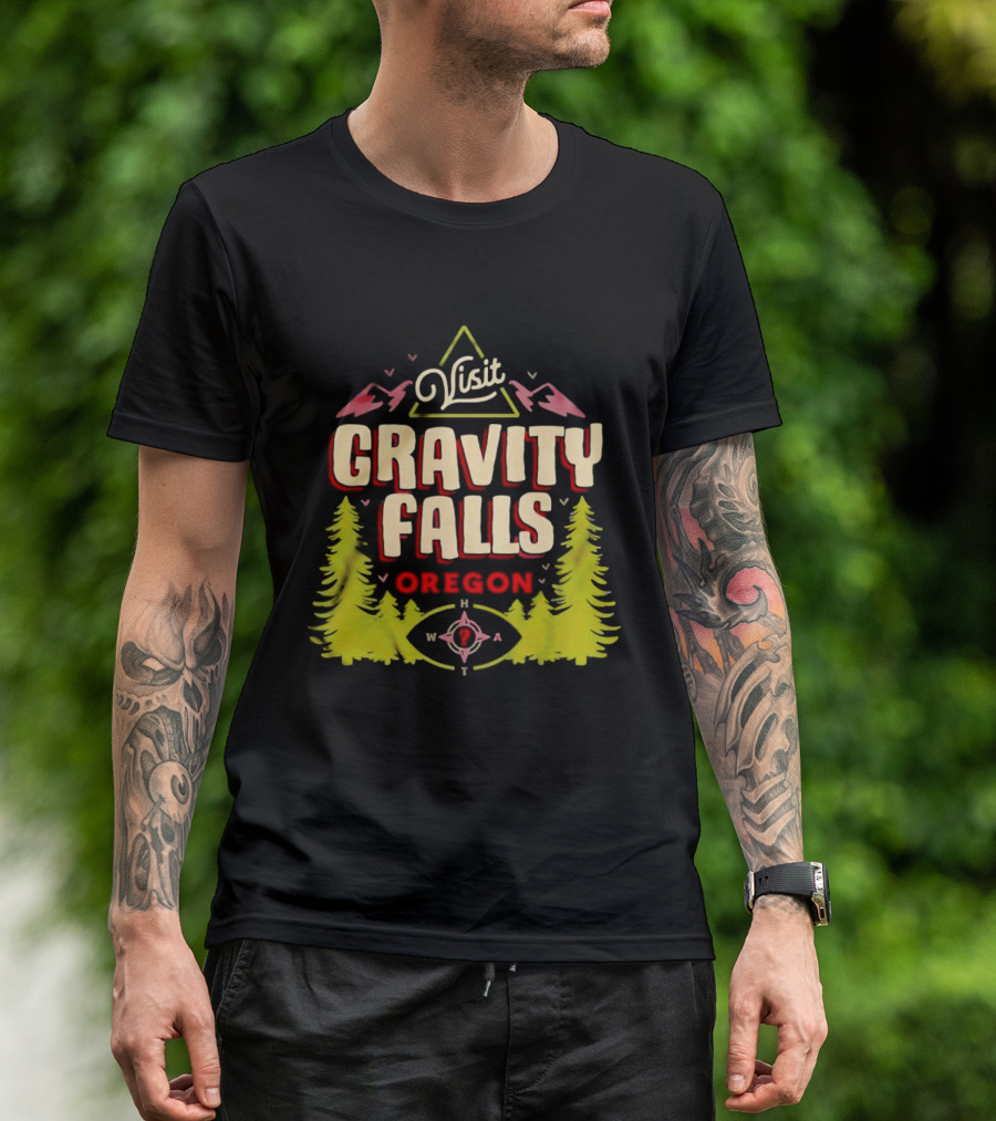 Visit Gravity Falls Oregon Pines Mountains Eye T-Shirt