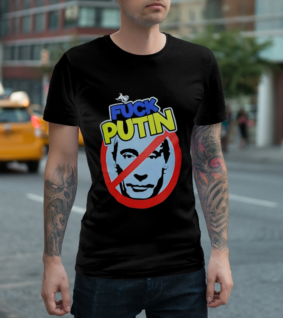 FUCK PUTIN Red Circle Icon With Blue And Yellow T-Shirt