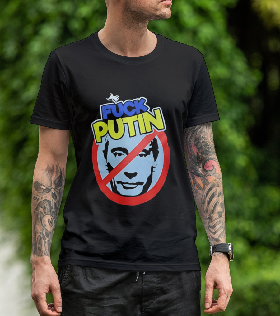 FUCK PUTIN Red Circle Icon With Blue And Yellow T-Shirt
