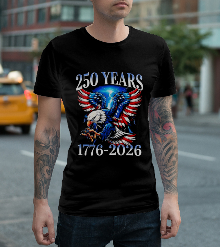 250 Years American Flag Bald Eagle 1776 2026 Anniversary T-Shirt