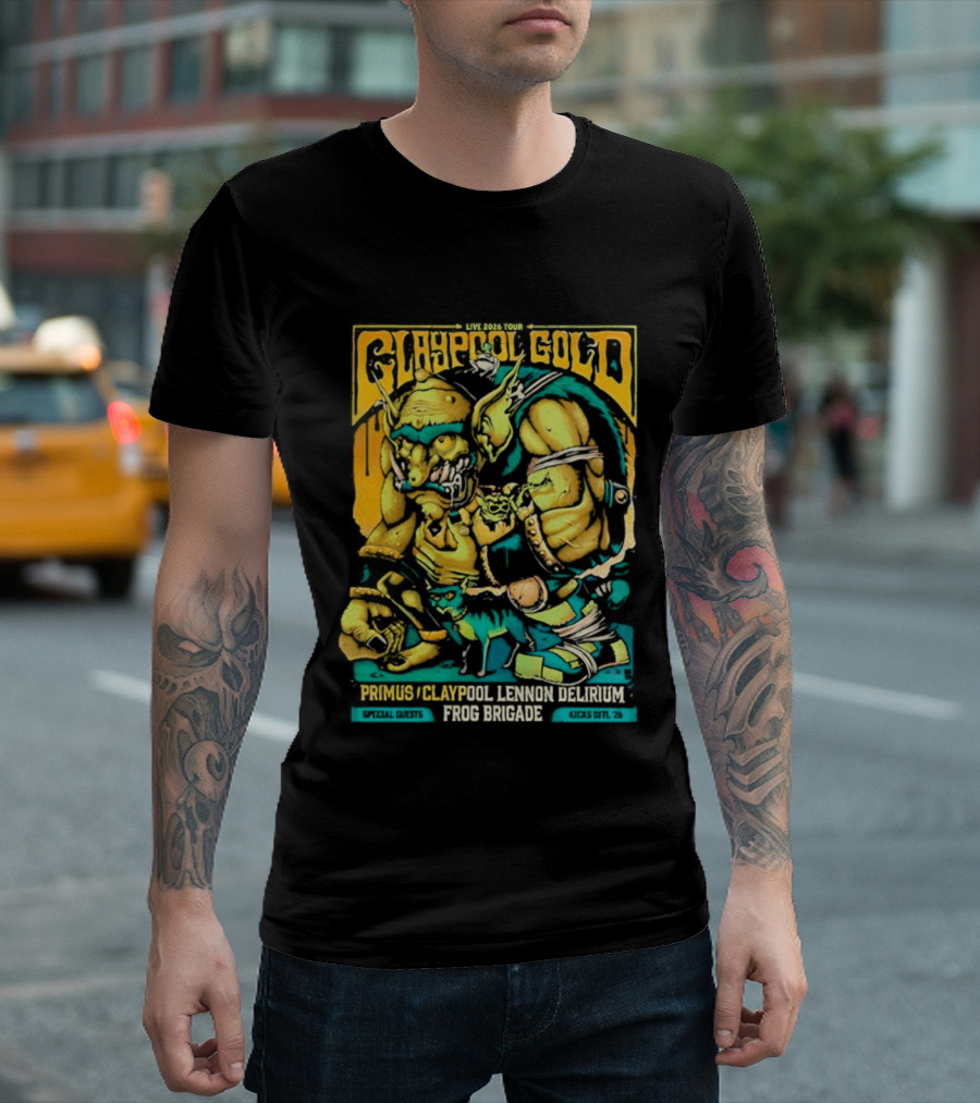 Primus Claypool Lennon Delirium Frog Brigade Crypto Gold Monster T-Shirt
