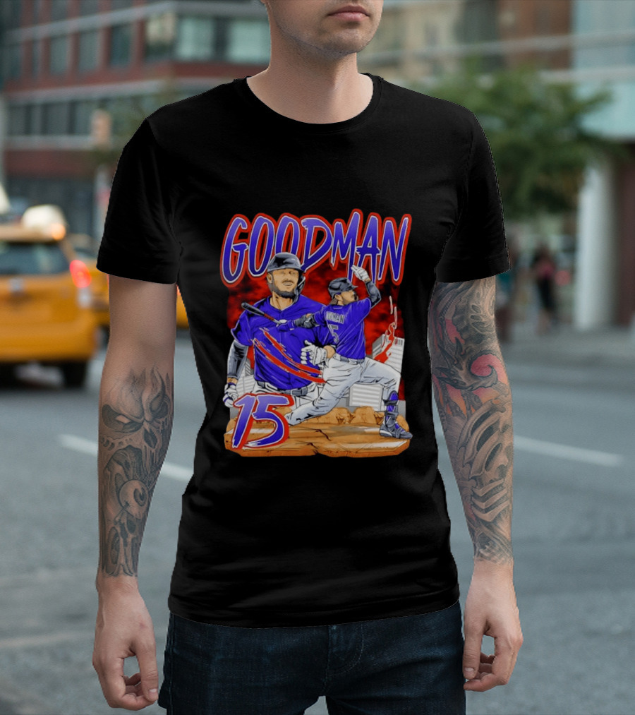 Goodman 15 Colorado Rockies Baseball Player Dynamic T-Shirt