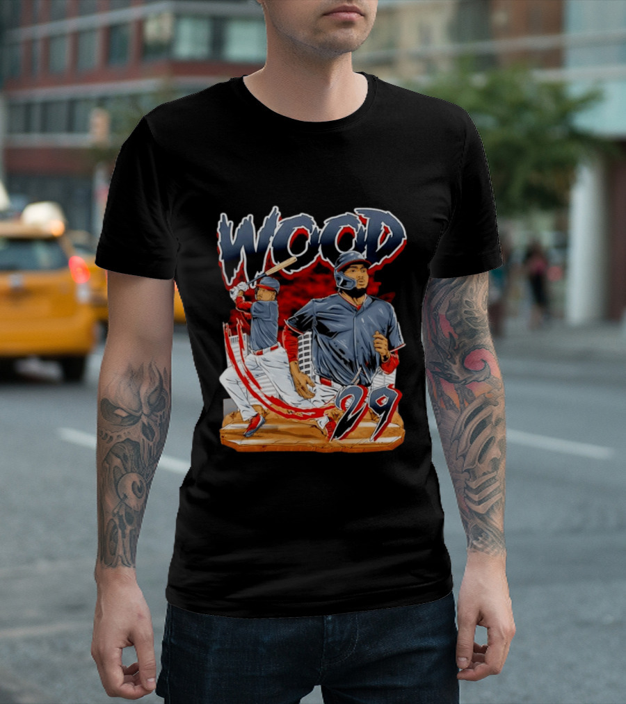 Wood 29 Washington Baseball Player Action T-Shirt